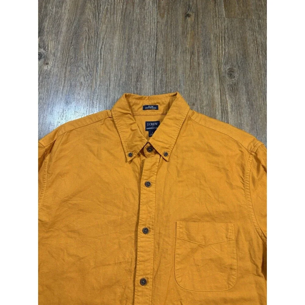 J Crew Shirt Mens L Orange Untucked Fit OCBD Oxford Preppy Luxury Casual